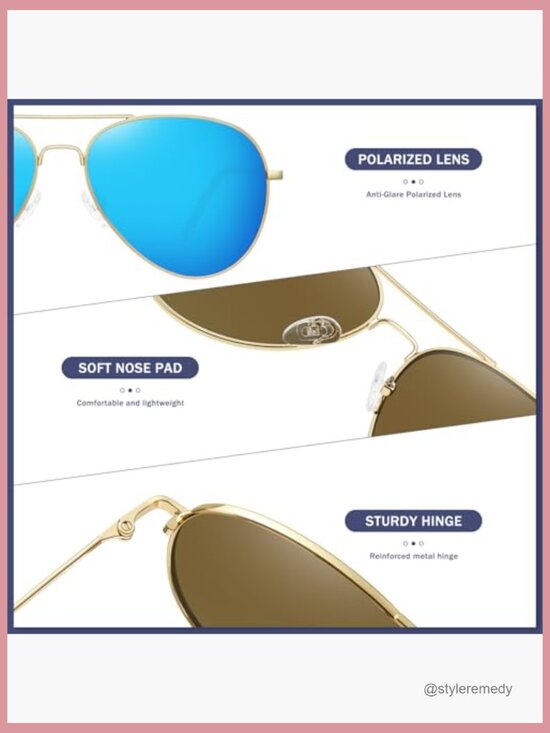 Polarized Aviator Sunglasses with Mirrored Lenses for Women Men main image 2